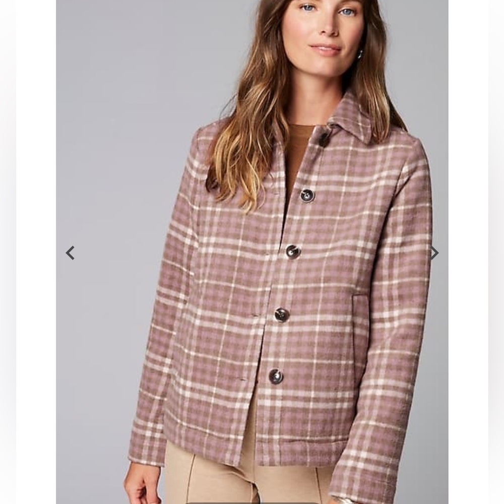J.Jill‎ Wearever Double-Face Plaid Jacket wool chore jacket oversized classic